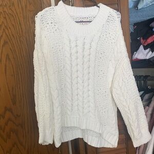 SO Women's White Cable Knit Sweater